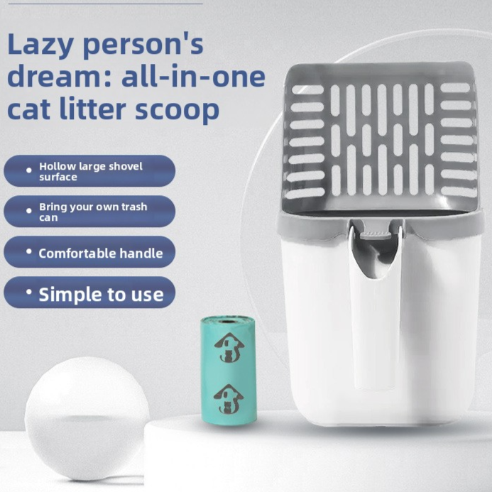 PawBuddy™ All-in-One Cat Litter Scoop with Attached Waste Bin
